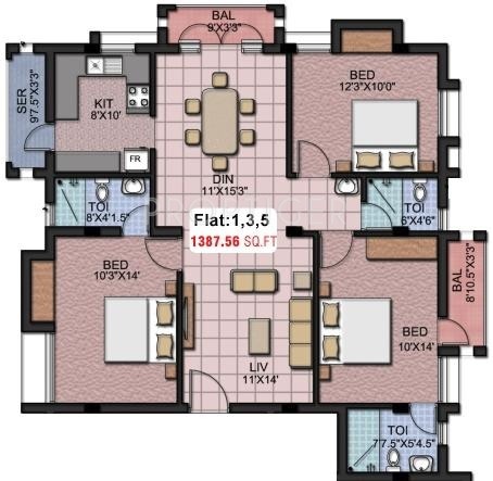 Maxis Pushpam (3BHK+3T (1,388 sq ft) 1388 sq ft) Maxis Pushpam (3BHK+3T (1,388 sq ft) 1388 sq ft)
