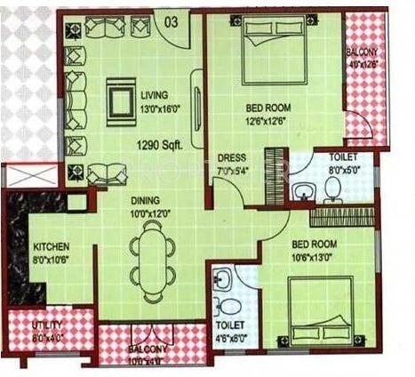 Star SM Homes (2BHK+2T (1,290 sq ft) 1290 sq ft)