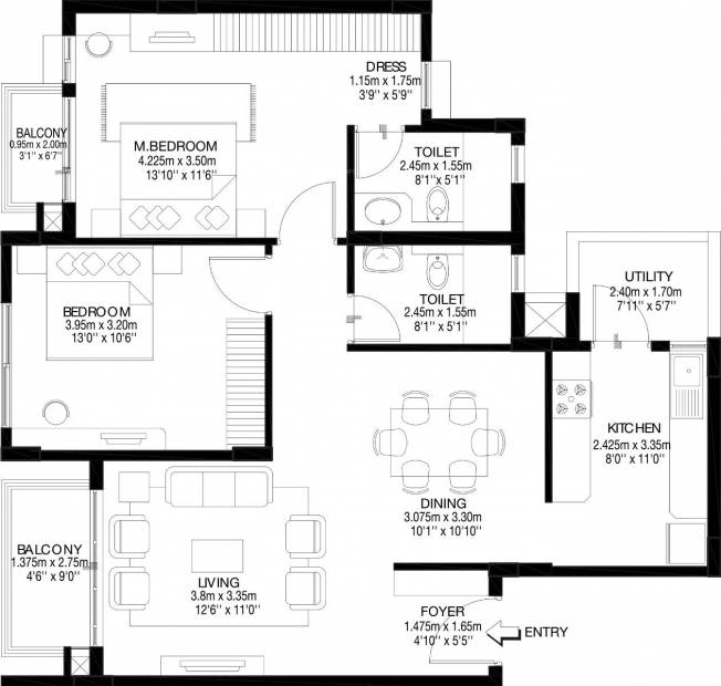 Godrej Zest At Godrej Eternity (2BHK+2T (1,295 sq ft) 1295 sq ft)