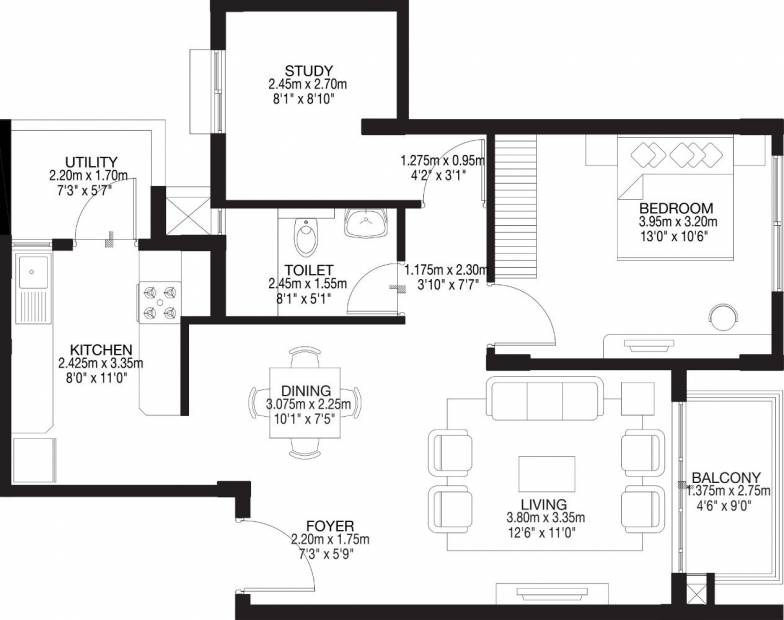 Godrej Zest At Godrej Eternity (1BHK+1T (894 sq ft) + Study Room 894 sq ft)