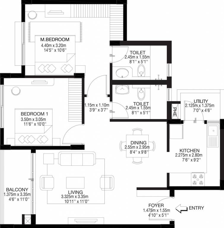Godrej Zest At Godrej Eternity (2BHK+2T (1,090 sq ft) 1090 sq ft)