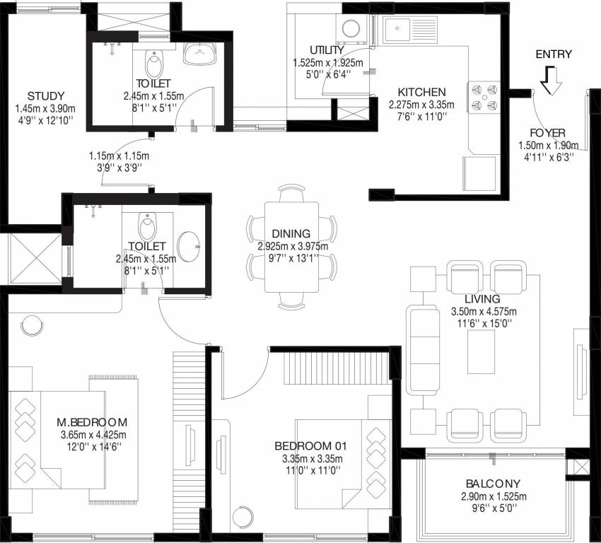 Godrej Zest At Godrej Eternity (2BHK+2T (1,360 sq ft) + Study Room 1360 sq ft)