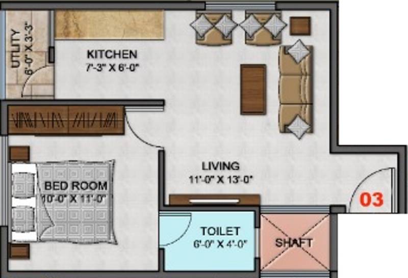 Aspire Chandana (1BHK+1T (480 sq ft) 480 sq ft)