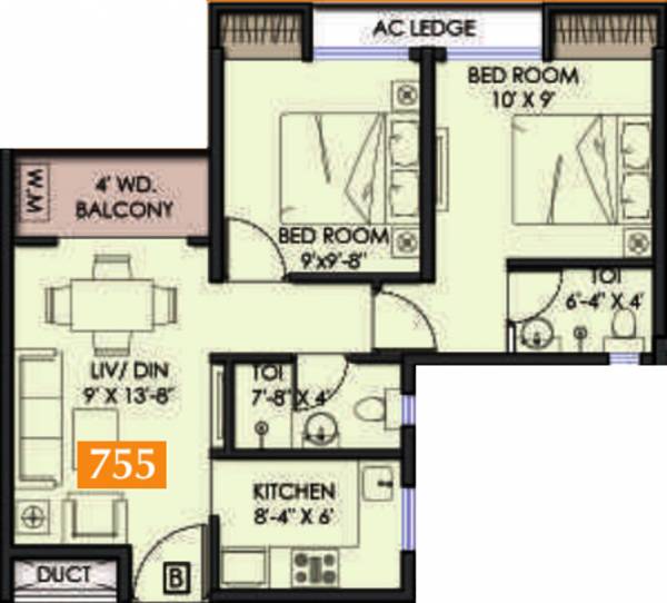 Shrachi Solis Phase I Renaissance (2BHK+2T (755 sq ft) 755 sq ft) Shrachi Solis Phase I Renaissance (2BHK+2T (755 sq ft) 755 sq ft)