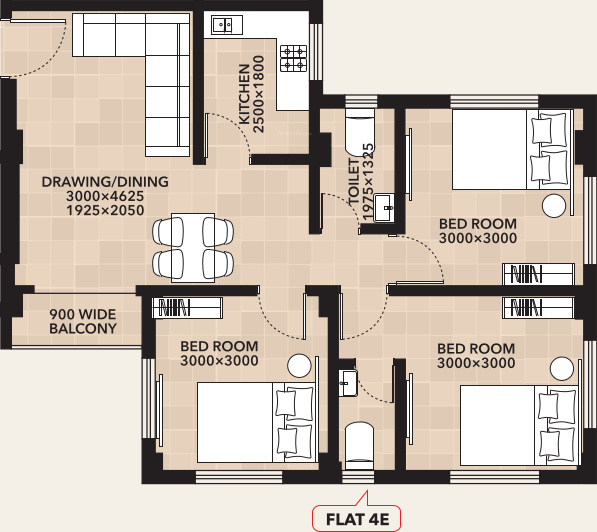 RDB Regent Crown Phase II (3BHK+3T (924 sq ft) 924 sq ft)