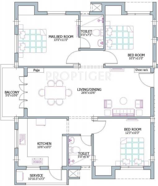 Firm Krishna (3BHK+2T (1,375 sq ft)   Pooja Room 1375 sq ft)