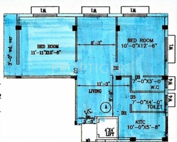 Beyond Bidhan Residency (2BHK+2T (1,010 sq ft) 1010 sq ft)