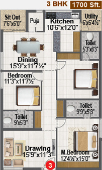Sri Venkateshwara Living Spaces (3BHK+3T (1,699.94 sq ft) 1699.94 sq ft)