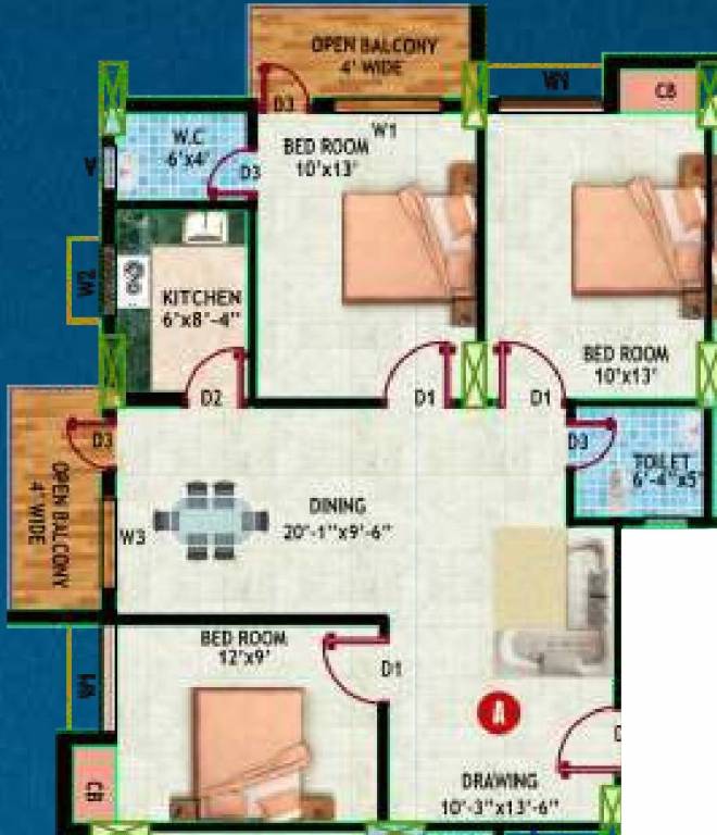 Unique Ashiyana Society (3BHK+2T (1,225 sq ft) 1225 sq ft)