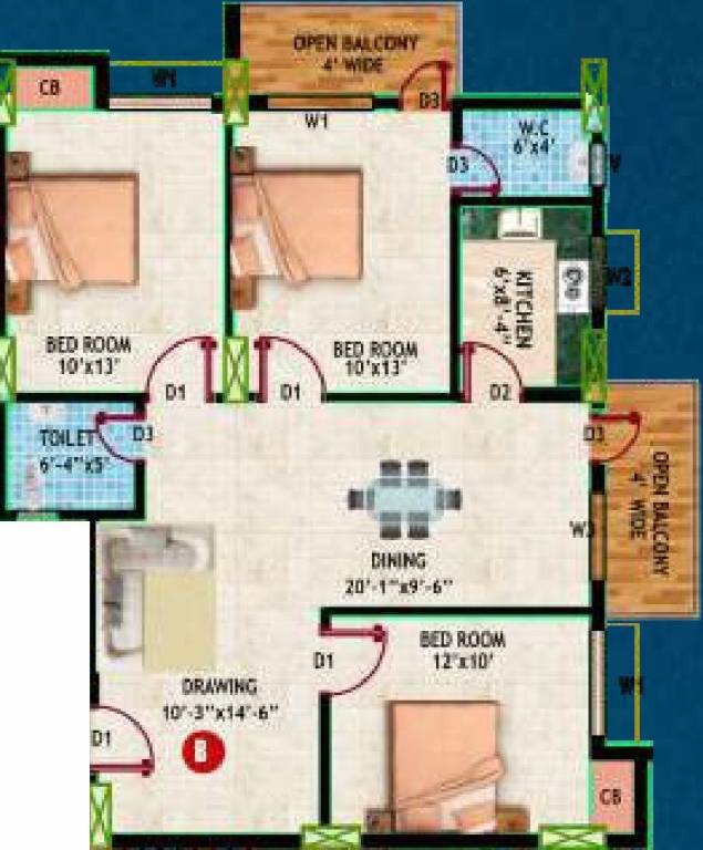 Unique Ashiyana Society (3BHK+2T (1,270 sq ft) 1270 sq ft)