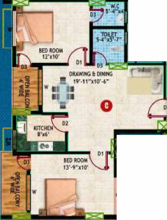Unique Ashiyana Society (2BHK+2T (950 sq ft) 950 sq ft)