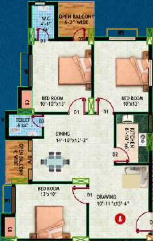 Unique Ashiyana Society (3BHK+2T (1,275 sq ft) 1275 sq ft)