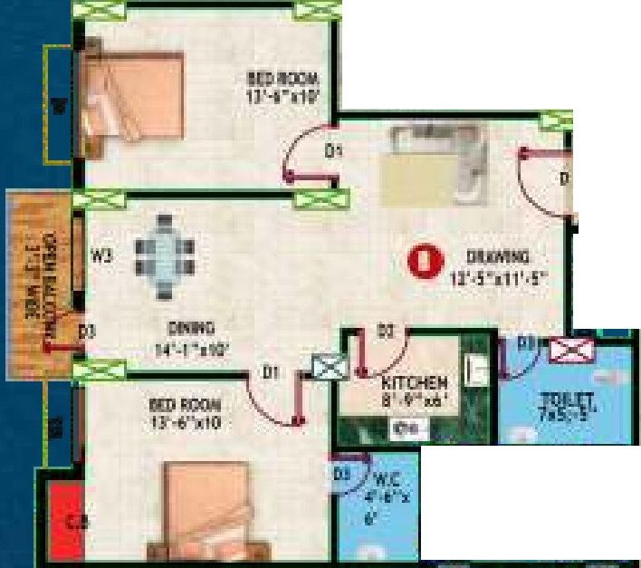 Unique Ashiyana Society (2BHK+2T (990 sq ft) 990 sq ft)