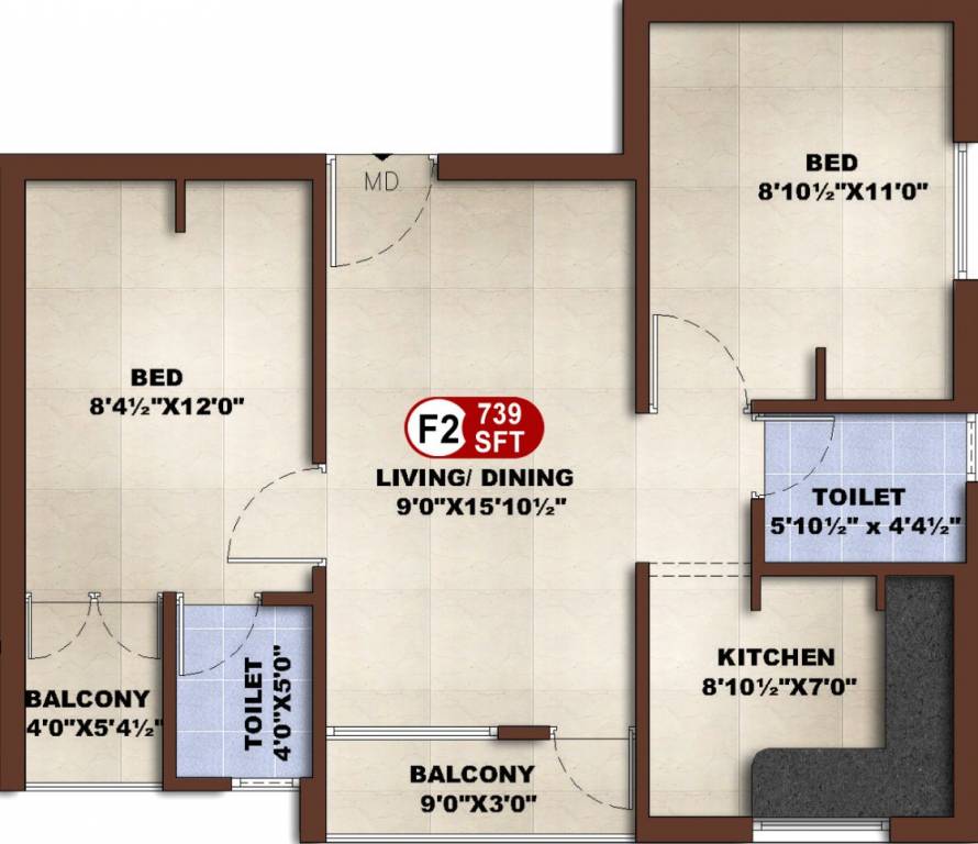 Asset ATH Krish (2BHK+2T (739 sq ft) 739 sq ft)