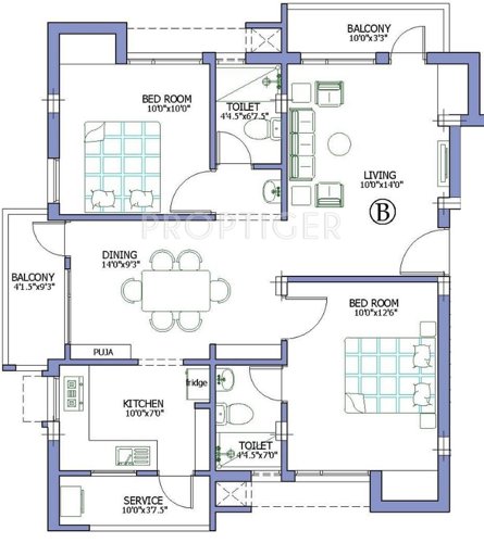Firm Grace Apartments (2BHK+2T (1,085 sq ft) 1085 sq ft)