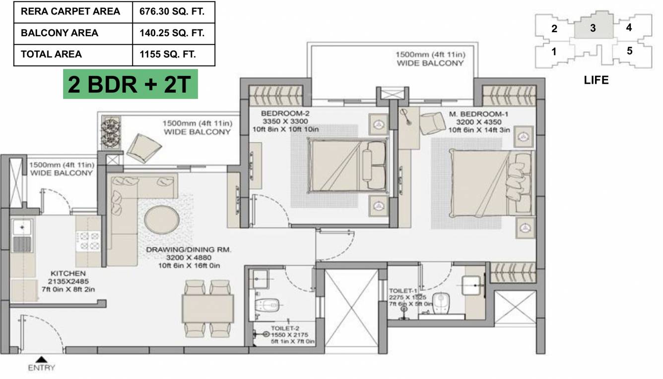 Eldeco Live By The Greens (2BHK+2T (1,155 sq ft) 1155 sq ft) Eldeco Live By The Greens (2BHK+2T (1,155 sq ft) 1155 sq ft)