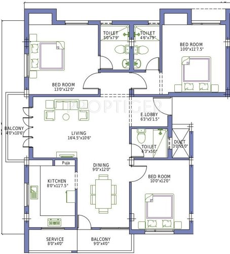 Acchyuthan Trustpuram (3BHK+3T (1,590 sq ft) 1590 sq ft)