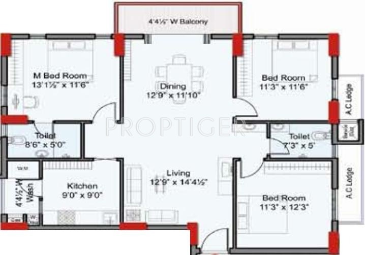 Indu The Annexe (3BHK+2T (1,485 sq ft) 1485 sq ft)