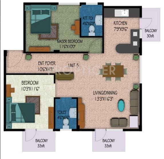Unique Unique Florence (2BHK+2T (1,026 sq ft) 1026 sq ft)
