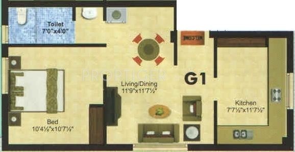 Anandam Coral (1BHK+1T (575 sq ft) 575 sq ft)