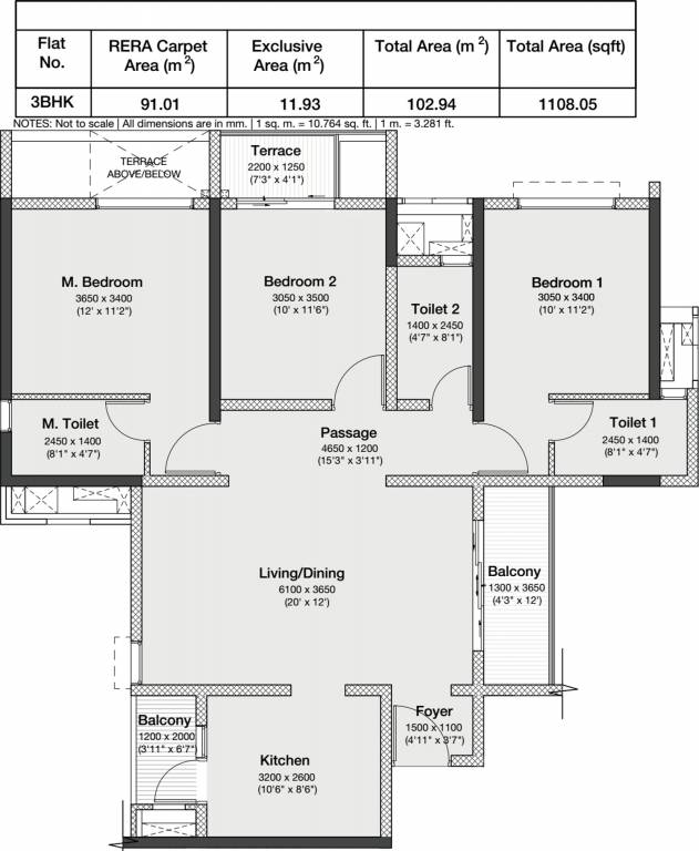 Godrej Nurture (3BHK+3T (979.62 sq ft) 979.62 sq ft)