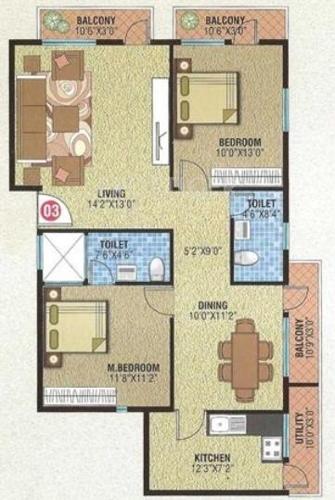 Star Vibha Enclave (2BHK+2T (1,188 sq ft) 1188 sq ft)