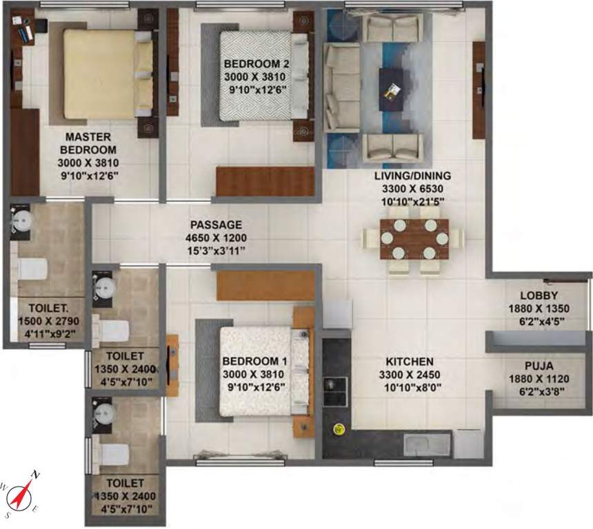 Terraform Dwarka (3BHK+3T (976 sq ft) 976 sq ft)