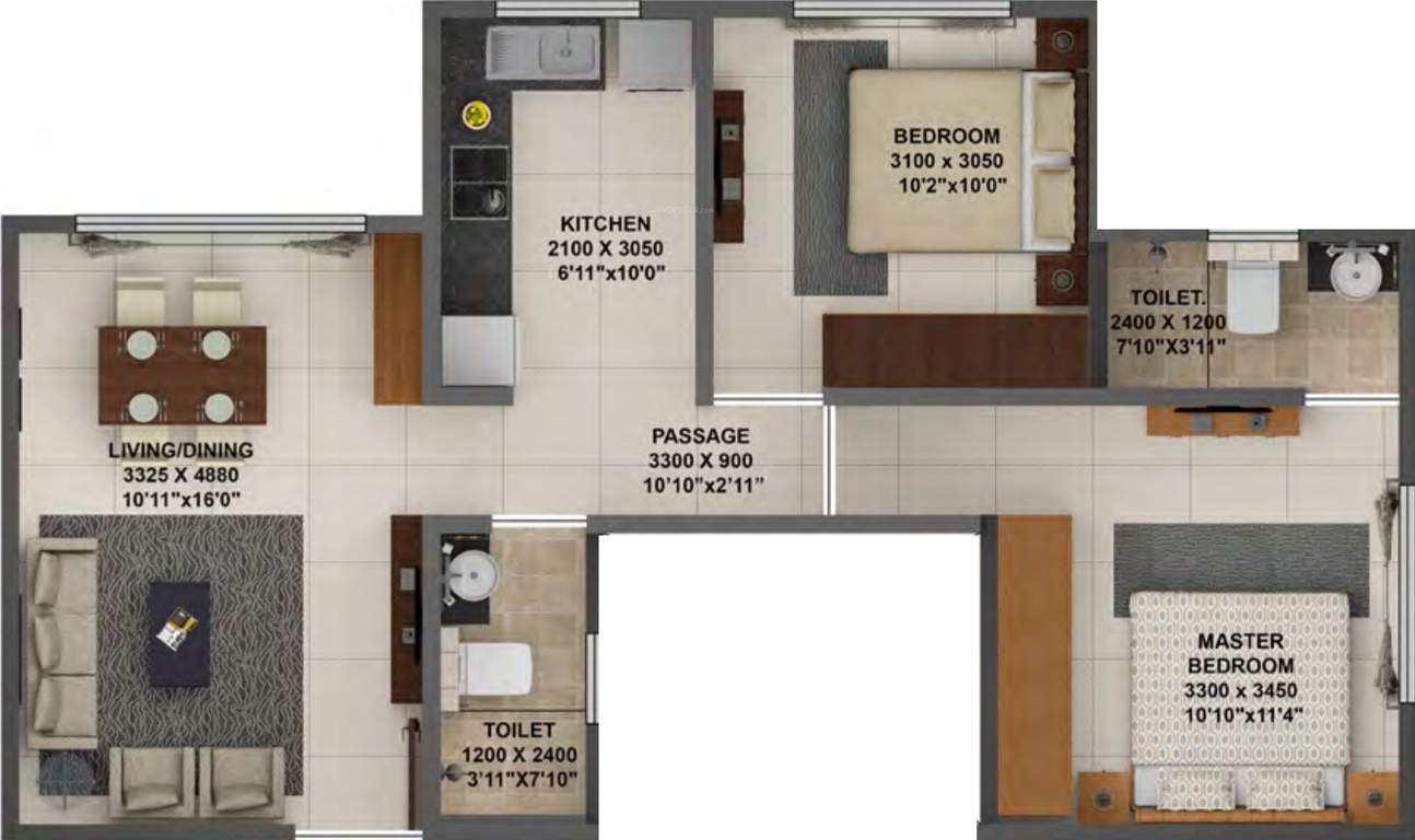 Terraform Dwarka (2BHK+2T (605 sq ft) 605 sq ft)