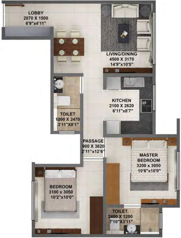 Terraform Dwarka (2BHK+2T (590 sq ft) 590 sq ft)