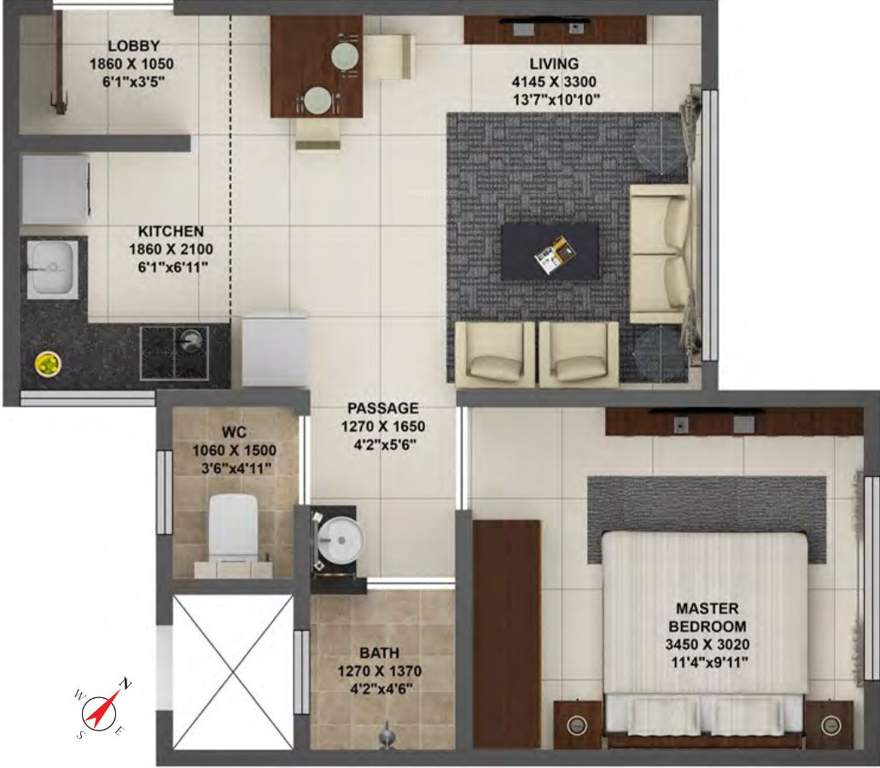 Terraform Dwarka (1BHK+1T (400 sq ft) 400 sq ft)