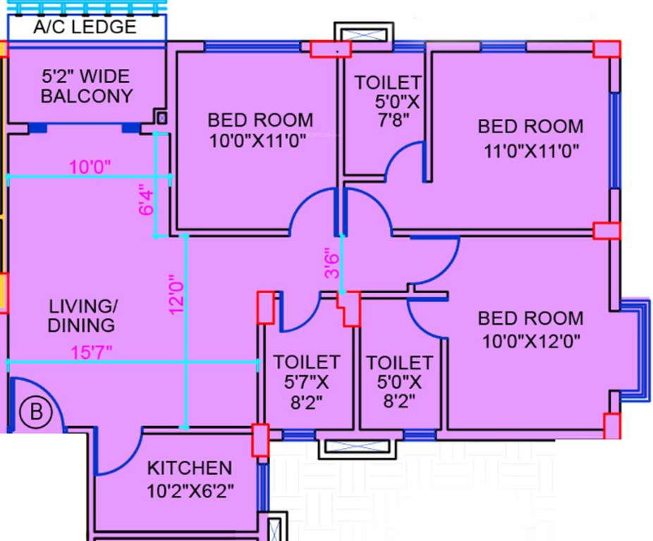Loharuka Urban Greens Phase II A (3BHK+3T (1,027 sq ft) 1027 sq ft)