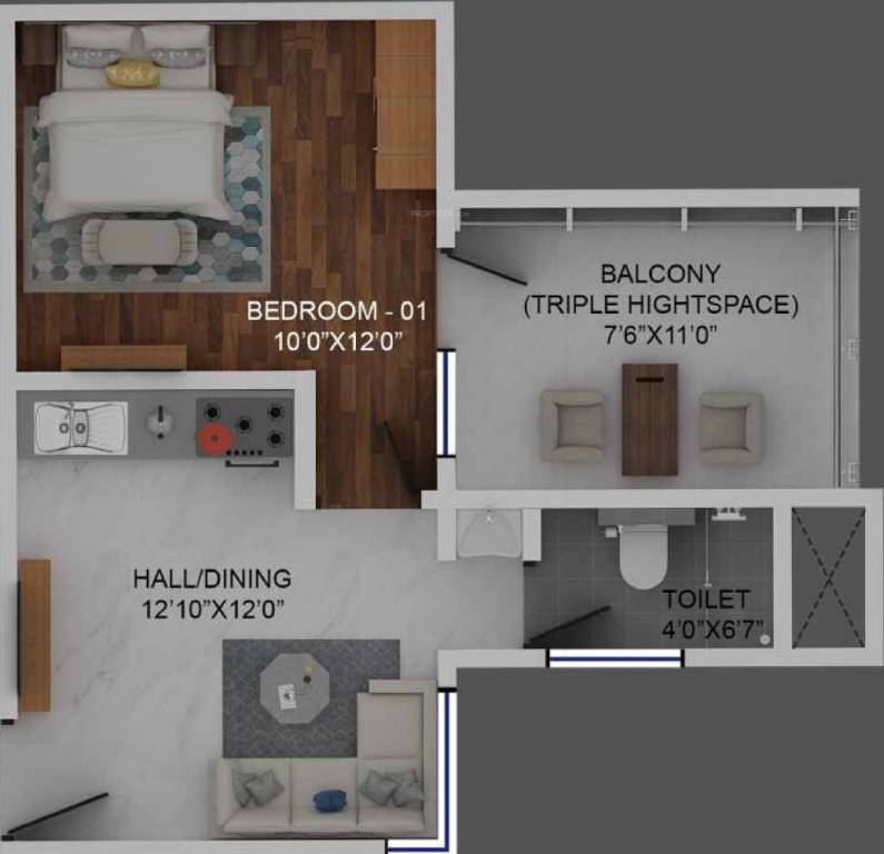 Columbia Aaltius (1BHK+1T (632 sq ft) 632 sq ft)