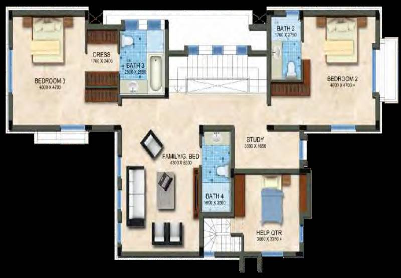 Glenloch Waterford Estate (4BHK+4T (3,434 sq ft) + Study Room 3434 sq ft)