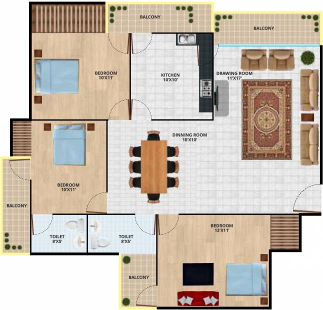 Revanta Delhi Estate Housing Scheme (3BHK+3T (1,000 sq ft) 1000 sq ft)