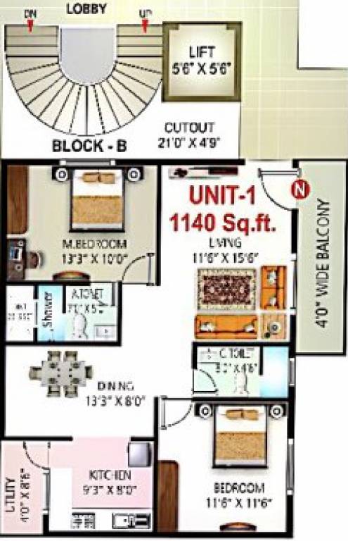 Sai Kiran Vaibhav (2BHK+2T (1,140 sq ft) 1140 sq ft)