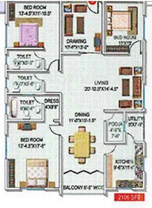 ARCA Sarovar (3BHK+3T (2,106 sq ft) 2106 sq ft)