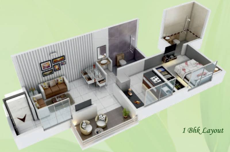 GK Royale Rahadki Greens New Phase 1 AND 2 BHK Energy Homes (1BHK+1T (460 sq ft) 460 sq ft)