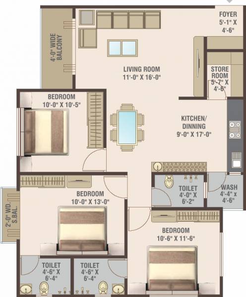 Krinal Tulsi Shyam (3BHK+3T (984 sq ft) 984 sq ft) Krinal Tulsi Shyam (3BHK+3T (984 sq ft) 984 sq ft)