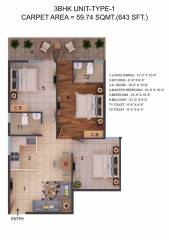 ROF Amaltas (3BHK+2T (643 sq ft) 643 sq ft) ROF Amaltas (3BHK+2T (643 sq ft) 643 sq ft)