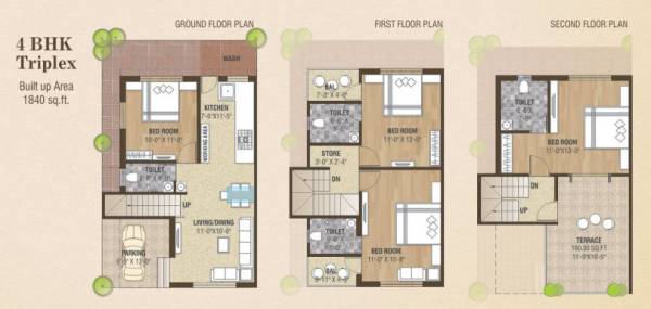 Calla Enterprise Rosedale Meadows (3BHK+3T (1,181 sq ft) + Study Room 1181 sq ft)
