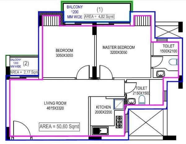 Excella Excella Kutumb Phase II (2BHK+2T (544.65 sq ft) 544.65 sq ft)