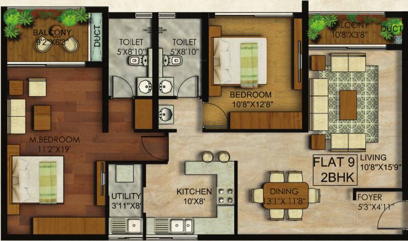 Rajarajeshware Piccassso (2BHK+2T (1,731 sq ft) 1731 sq ft)