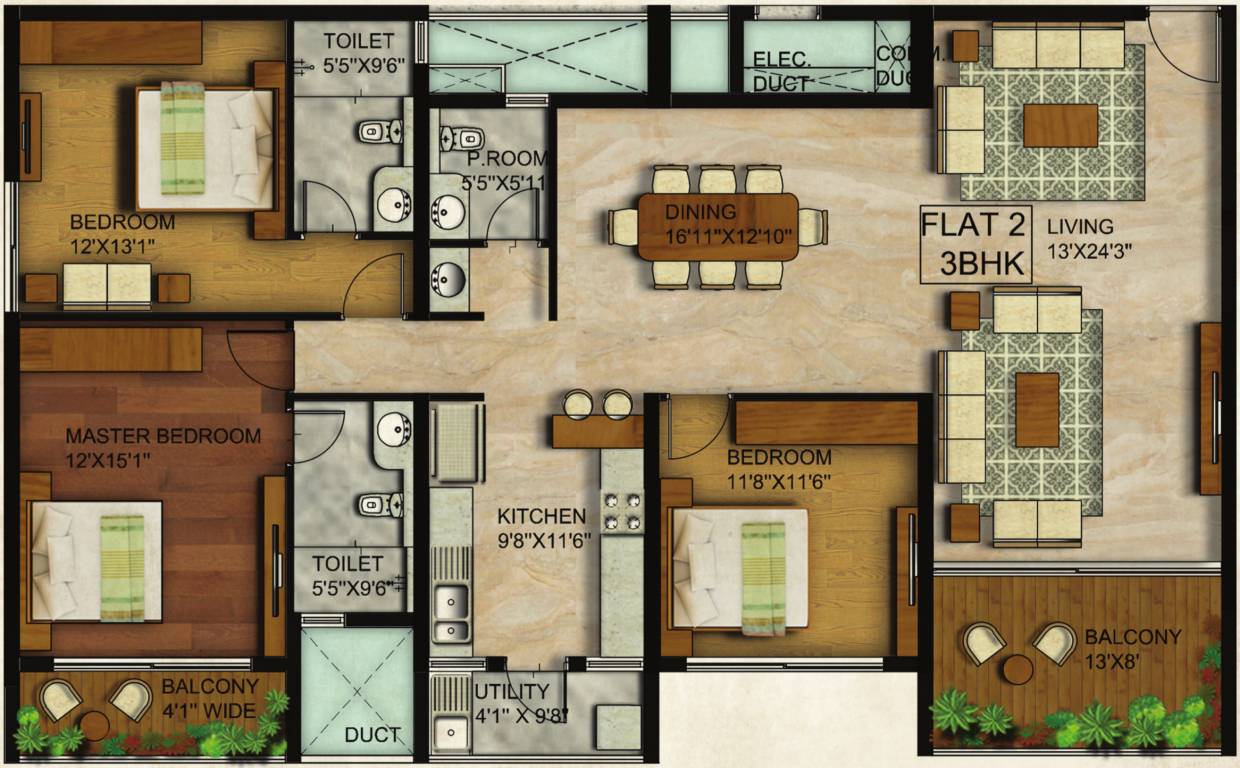 Rajarajeshware Piccassso (3BHK+3T (2,495 sq ft) 2495 sq ft)