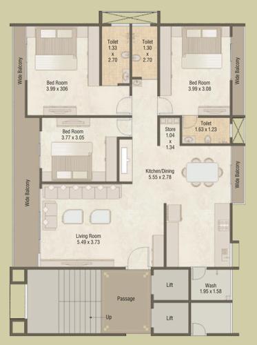 Pancham Infracon Imperia (3BHK+3T (1,039 sq ft) 1039 sq ft)