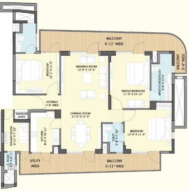 Chintels Serenity Pocket B Phase II (3BHK+3T (2,100 sq ft) + Servant Room 2100 sq ft)