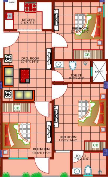 Delhi Shubh Apartment Part 1 (3BHK+3T (900 sq ft) 900 sq ft)