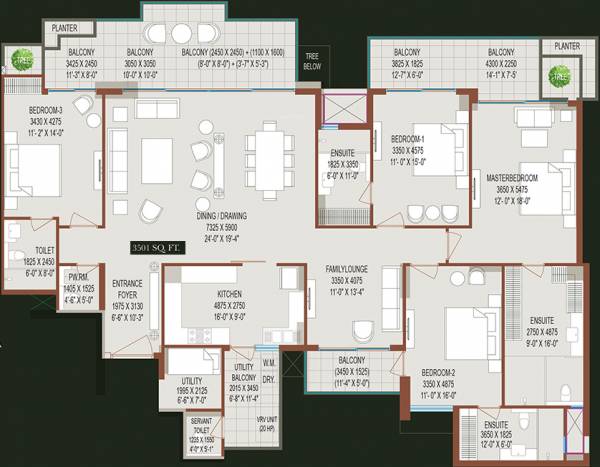  County 107 (4BHK+4T (3,501 sq ft) 3501 sq ft)
