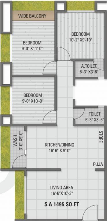 Shreenath Gardenia (3BHK+2T (1,495 sq ft) 1495 sq ft) Shreenath Gardenia (3BHK+2T (1,495 sq ft) 1495 sq ft)