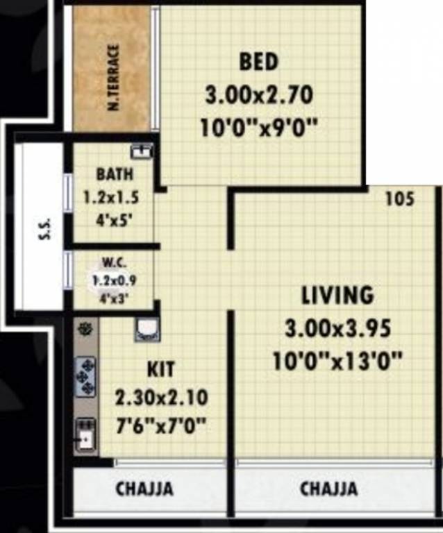 Landmark Landmaark Luxuria (1BHK+1T (700 sq ft) 700 sq ft)