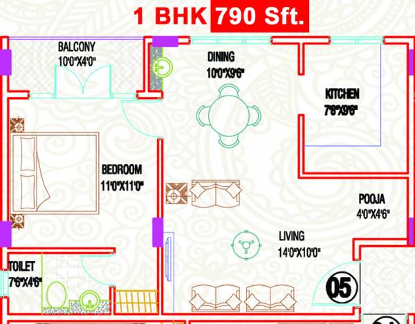 SSVR Iris (1BHK+1T (790 sq ft) 790 sq ft)